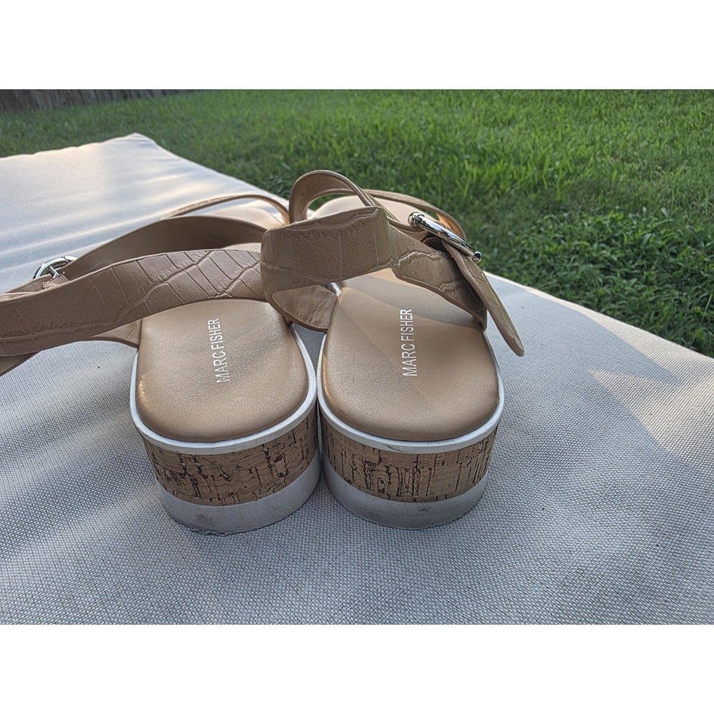 Marc Fisher Gordy Size US 9.5M Women's Strappy Wedge Sandals Dark Natural - Picture 11 of 15